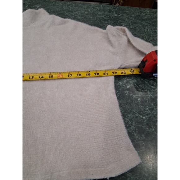 Sanctuary Fuzzy Balloon Puff Sleeve Mock Neck Sweater Ivory Women's Large Cozy - Picture 10 of 12